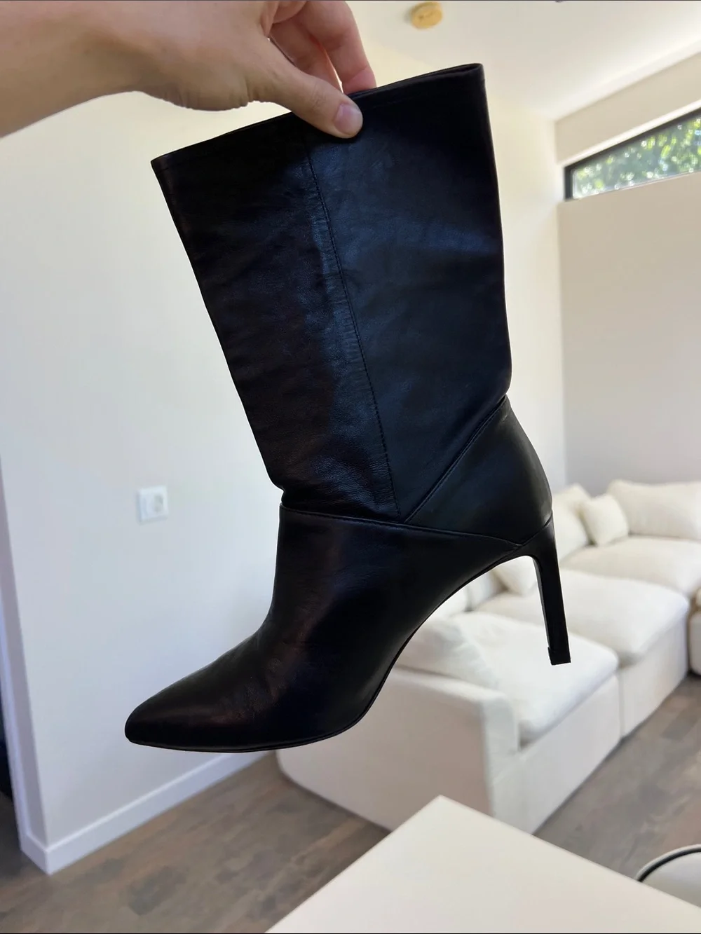 ALL SAINTS orlana black leather pointed toe ankle boots booties 8